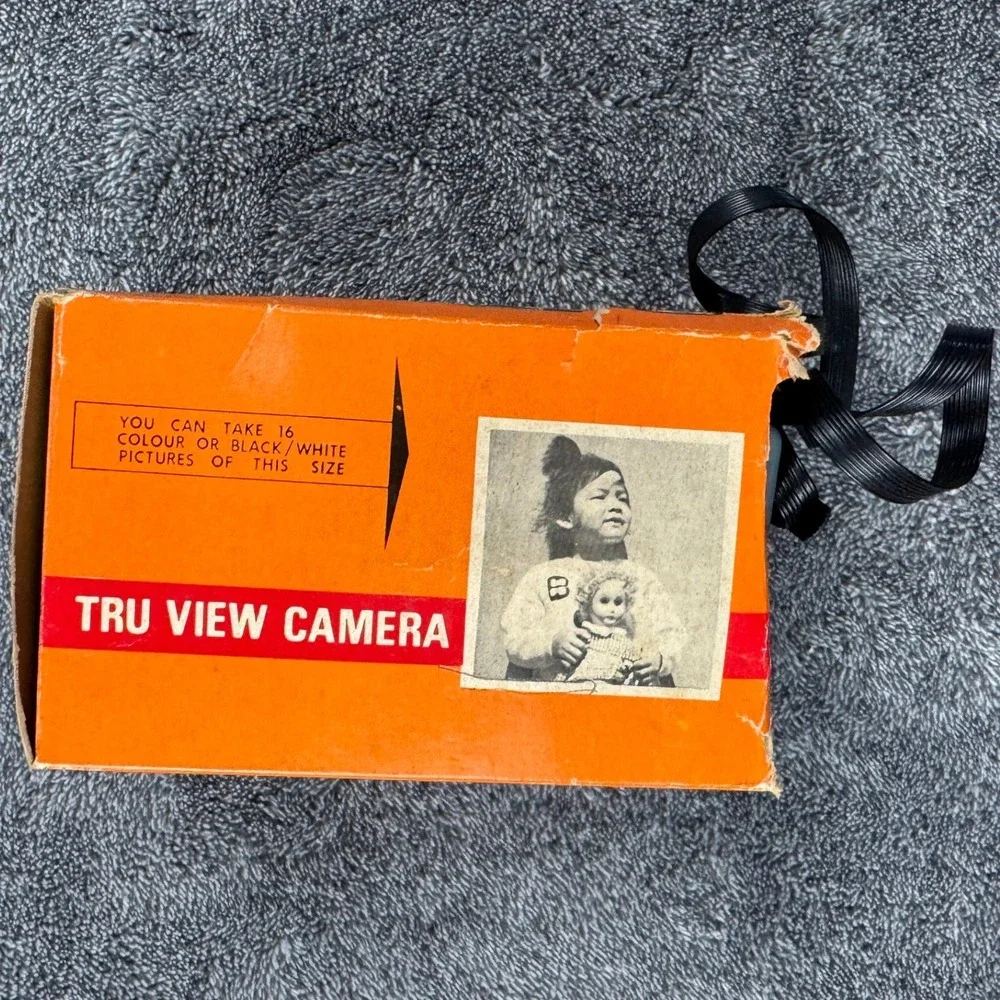 Vintage Tru-View Stock No.‎ 90 Toy Camera 120 Roll Film Blue Black with Box